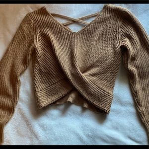 ZAFUL tan colored cropped sweater